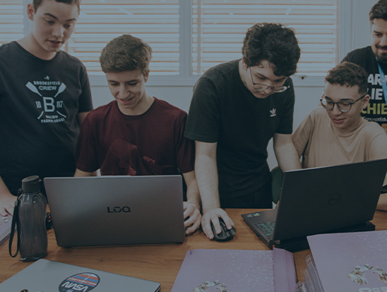 Students studying on a computer